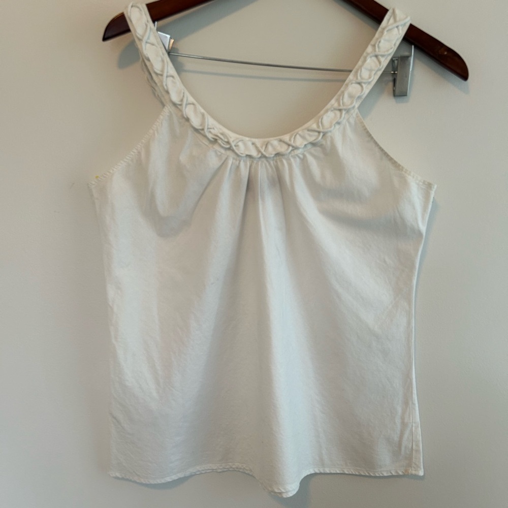 Merona Women’s White Braided Strap Tank Top Size Medium 100% Cotton